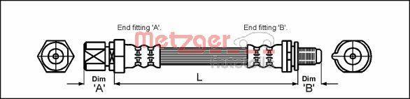 Flexible de frein (Durite de frein) METZGER ref. 4114730